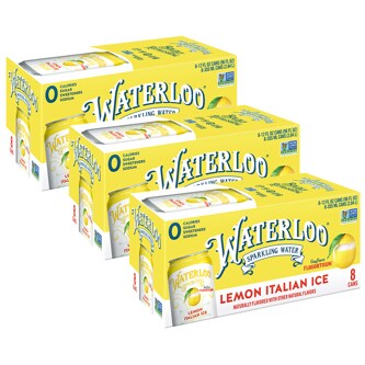 Waterloo Sparkling Water, Summer Lemon Italian Ice, Cans, Case